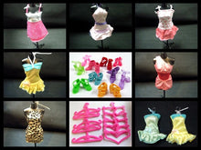 Load image into Gallery viewer, 36 or 15 PIECES DOLL&#39;S SIZE DRESSES, SHOES &amp; HANGERS CLOTHES SET UKSELL FREE P&amp;P
