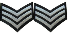 Load image into Gallery viewer, 2x FASHION T-SHIRT SILVER ARMY SARGE SERGEANT STRIPES IRON SEW ON PATCH UKSELLER

