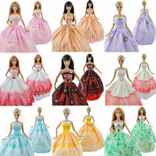 Load image into Gallery viewer, 5x Handmade Ball Gowns Wedding Dresses &amp; 10x Shoes Made for Barbie sized Dolls
