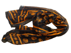 Ladies Cute Orange/Black Punk Pirate Skull & bone Chiffon style Scarf UK Seller