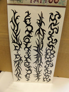 ONE SHEET MENS BOYS ARTY BLACK CELTIC TRIBAL TEMPORARY TATTOOS 20x10cm UK SELLER