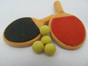 2x TABLE TENNIS BATS & BALL JAPANESE STYLE RUBBERS ERASERS PARTY BAG GIFT UKSELL