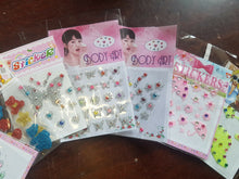 Load image into Gallery viewer, 5 or 10 PACKS 3D BODY or NAIL ART TATTOO VAJAZZLE GEL JEWEL STICKERS STARS HEART
