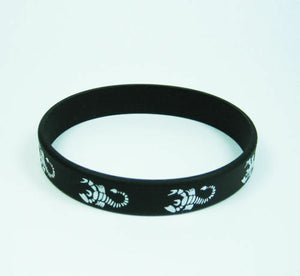 UNISEX MENS BLACK WHITE SCORPION GOTH RUBBER SILICONE WRIST BRACELET BAND UKSELL