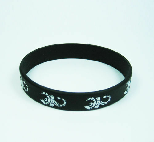 UNISEX MENS BLACK WHITE SCORPION GOTH RUBBER SILICONE WRIST BRACELET BAND UKSELL