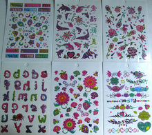 Load image into Gallery viewer, GIRLS TEMPORARY TATTOOS WORDS LADYBIRDS FISH HEARTS LETTERS FLOWERS UK SELLER
