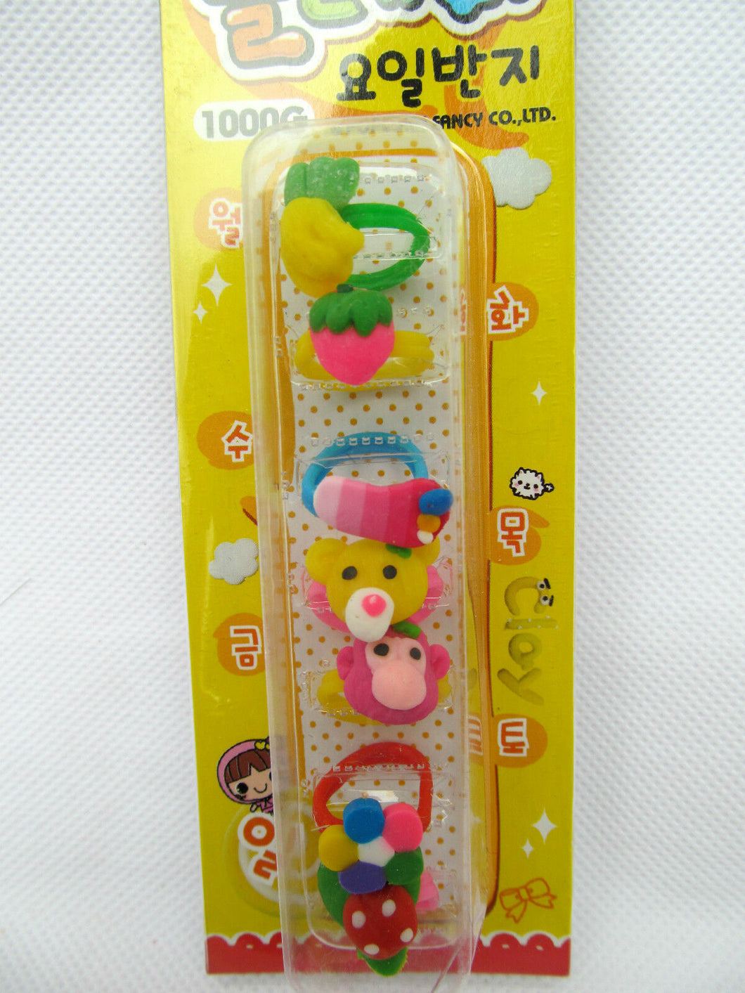 SET OF 7 CUTE GIRLS SMALL PLASTIC FASHION RINGS PARTY GIFT BAG TOYS UK SELLER