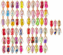 Load image into Gallery viewer, 15x DOLLS SIZED ITEMS CLOTHES 5x DRESSES 5x SHOES/BOOTS &amp; 5x HANGERS FREE UK P&amp;P
