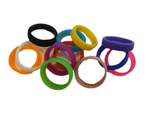 Load image into Gallery viewer, 12x COLOURFUL BLACK or WHITE UNISEX FASHION RUBBER SILICONE FINGER BAND RINGS UK

