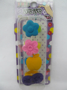 SET OF 4 CUTE GIRLS FASHION RINGS STYLE RUBBERS ERASERS PARTY BAG GIFT UK SELLER