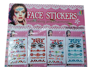 4x Sheets Face Adhesive Glitter Jewel Tattoo Sticker Festival Party Body Make Up