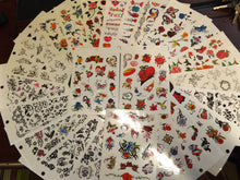 Load image into Gallery viewer, 5x SHEETS 13x19cm GIRLS TEMPORARY TATTOOS 10-20 ROSES HEARTS FLOWERS BUTTERFLIES
