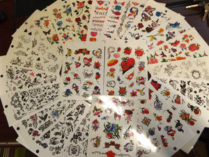 5x SHEETS 13x19cm GIRLS TEMPORARY TATTOOS 10-20 ROSES HEARTS FLOWERS BUTTERFLIES