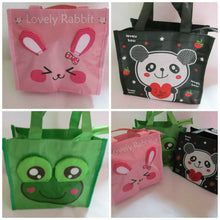 Load image into Gallery viewer, CUTE PINK KIDS LADIES LUNCH SHOPPING BAG BEAR, FROG, RABBIT WATERPROOF UK SELLER
