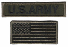 Load image into Gallery viewer, Set of US Army Military Strip &amp; USA Flag, Iron or Sew on Embroidered Badge Patch
