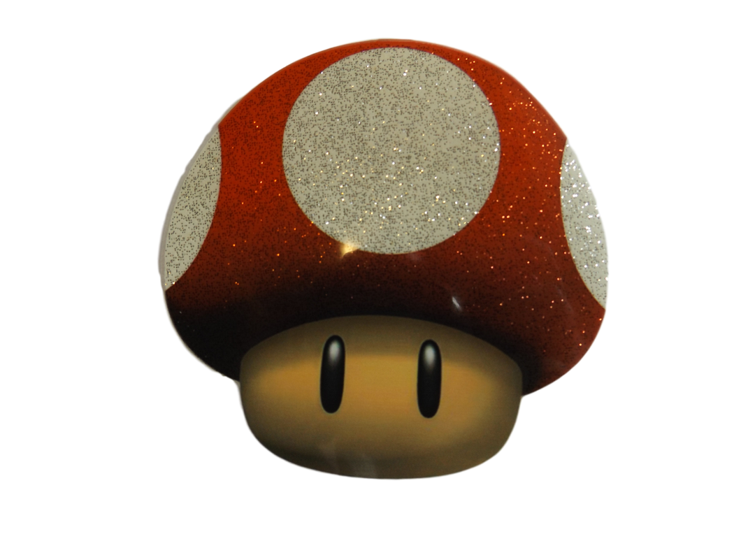 MARIO RED POWER-UP MUSHROOM IRON ON SMOOTH HEAT TRANSFER PATCH FOR CLOTHES BAGS
