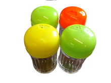 Load image into Gallery viewer, 10x mixed plastic salt pepper herbs and spices pots, multi colours free UK P&amp;P
