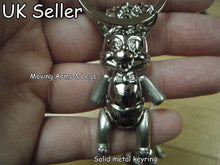 Load image into Gallery viewer, SOLID METAL MOVING ARMS &amp; LEGS CUTE BUNNY RABBIT KEYRING IN GIFT BOX 4.5cm LONG
