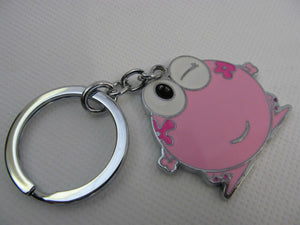 LARGE CUTE WINKING PINK FROG ENAMEL METAL KEYRING GIFT IDEA CHARM UK SELLER