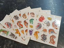 Load image into Gallery viewer, 6x SHEETS BOOK MENS BOYS TEMPORARY TATTOOS CARTOON TIGERS BLACK FREE UK P&amp;P
