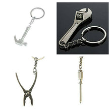Load image into Gallery viewer, MEN BOYS HANDY TOOLS NOVELTY AXE SAW SPANNER PLIERS MALLET KEYRINGS GIFT IDEA UK
