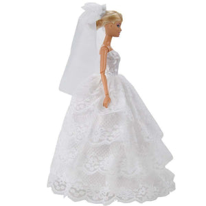 12" DOLL'S SIZED GORGEOUS TRADITIONAL WHITE 2 PIECE WEDDING DRESS & VEIL UKSELL