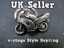 Load image into Gallery viewer, GREY or SILVER SOLID METAL RACING MOTOR BIKE KEYRING FOB UKSELLER MENS GIFT IDEA
