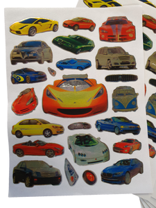 10 SHEETS METALIC SPORTS CARS REWARD SCRAP BOOK STICKERS 100+ PER PACK UK SELLER
