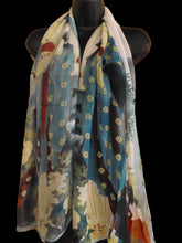Load image into Gallery viewer, JAPANESE GEISHA PRINT CHIFFON FEEL FASHION LADIES SCARF SHAWL SARONG 155cmx50cm
