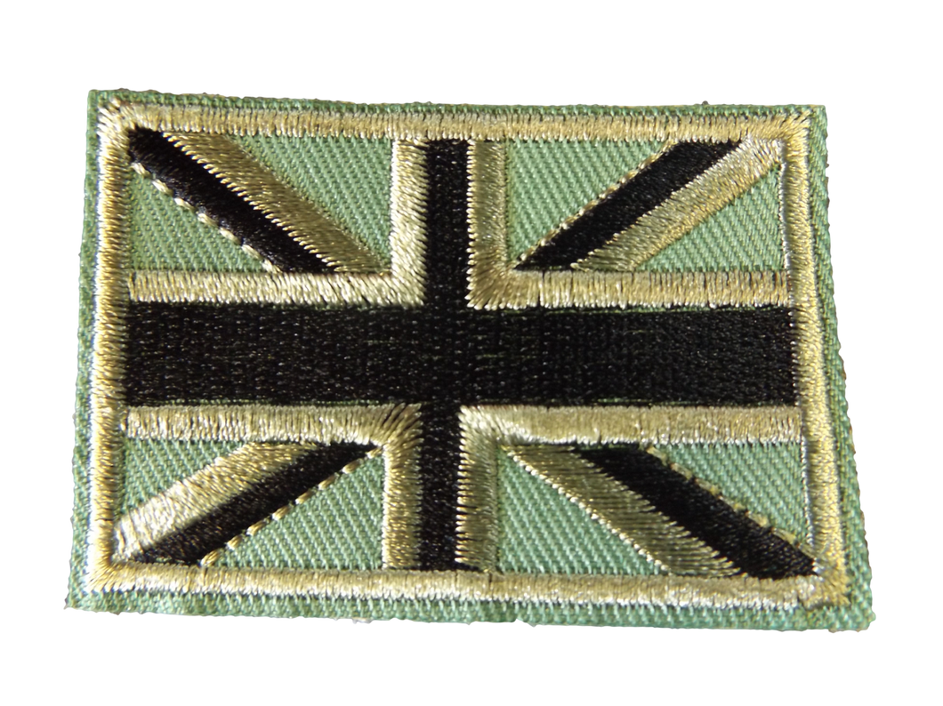 KHAKI UNION JACK BRITISH PATRIOTIC FLAG ARMY IRON SEW ON JEANS CLOTHES TSHIRT UK
