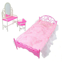Load image into Gallery viewer, LOVELY PINK BARBIE SINDY DOLL SIZED PLASTIC BEDROOM or LIVING FURNITURE SETS
