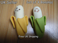 Load image into Gallery viewer, CUTE COLLECTABLE IWAKO JAPANESE KOREAN NOVELTY 4x BANANA WITH FACES SKIN ERASERS
