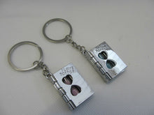 Load image into Gallery viewer, SET OF 2 LOVERS PINK/BLUE SANDS OF TIME BOOKS OPENING PAGE KEYRING GIFT UKSELLER
