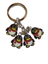Load image into Gallery viewer, CUTE ANIMATED 4 PIECE PENGUIN ENAMEL FASHIONABLE KEYRING HANDBAG CHAIN UK SELLER
