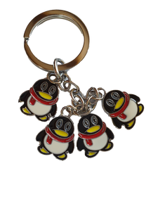 CUTE ANIMATED 4 PIECE PENGUIN ENAMEL FASHIONABLE KEYRING HANDBAG CHAIN UK SELLER