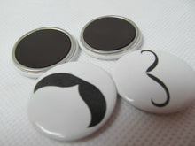 Load image into Gallery viewer, SET OF 4 BADGE STYLE NOVELTY MOUSTACHE FRIDGE MAGNETS 3cm GIFT IDEA UK SELLER

