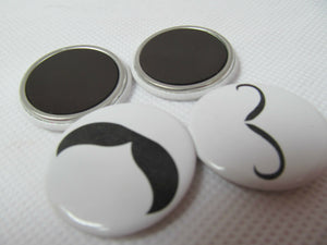 SET OF 4 BADGE STYLE NOVELTY MOUSTACHE FRIDGE MAGNETS 3cm GIFT IDEA UK SELLER