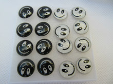 Load image into Gallery viewer, 8 PAIRS FASHION UNISEX BLACK/WHITE SMILEY HAPPY FACE JEWELLERY EARRINGS UKSELLER
