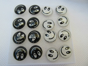 8 PAIRS FASHION UNISEX BLACK/WHITE SMILEY HAPPY FACE JEWELLERY EARRINGS UKSELLER