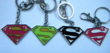 Load image into Gallery viewer, 1x SUPERMAN DC COMICS LOGO SHIELD SOLID METAL KEYRING 4 COLOURS GIFT UK SELLER
