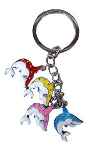 Fat-catz-copy-catz Unisex Diamonte Multi Coloured Dolphin Sea Creature Ocean Enamel Metal Keyring Key Chain