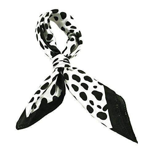 Elegant Polka Dot Satin Square Scarf Black White Neckerchief Ladies Women Gift