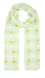 Lady Womens Colorful Long Daisy Flower Print Scarf Wraps Shawl Soft Scarves-(Sc41-Cream)