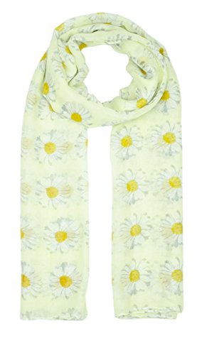 Lady Womens Colorful Long Daisy Flower Print Scarf Wraps Shawl Soft Scarves-(Sc41-Cream)