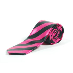 Black Striped Tie - Unisex neon (Pink)