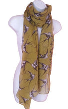 Load image into Gallery viewer, World of shawls Navy Blue Swallow Bird Print Scarf Ladies Birds Wrap Shawl
