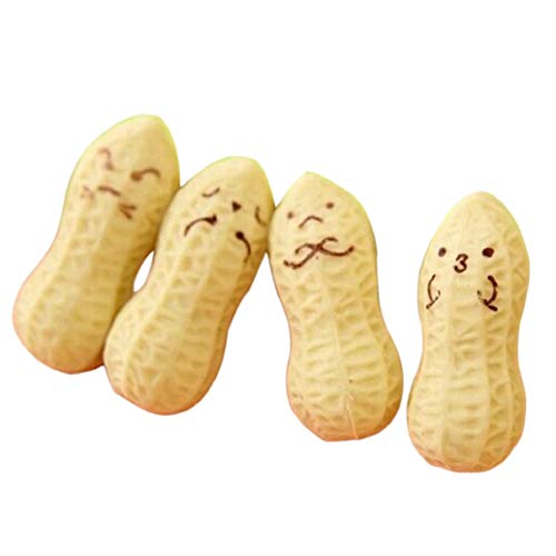Ogquaton 4Pcs Cute Kawaii Vivid Peanut Rubber Erasers Cartoon Creative School Stationery Supplies - Beige Practical and Popular