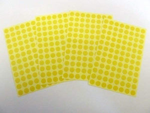 Yellow Paper Stickers, 8mm Circular, 384 Labels, Self-Adhesive Sticky Labels, Economy Pack