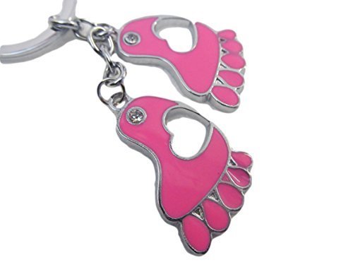 large cute animated pink diamonte feet anatomy enamel metal keyring handbag charm detailing gift idea - by Fat-catz-copy-catz