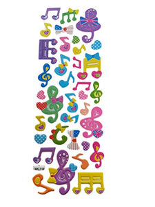 Fat-catz-copy-catz Musical Notes Novelty puffy 3D style 30+ stickers for Craft Kids Scrap Books